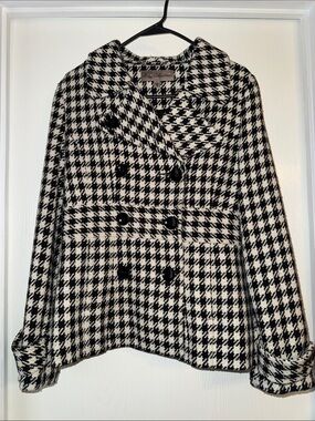 KC Collections Houndstooth Double-Breasted Peacoat Size S